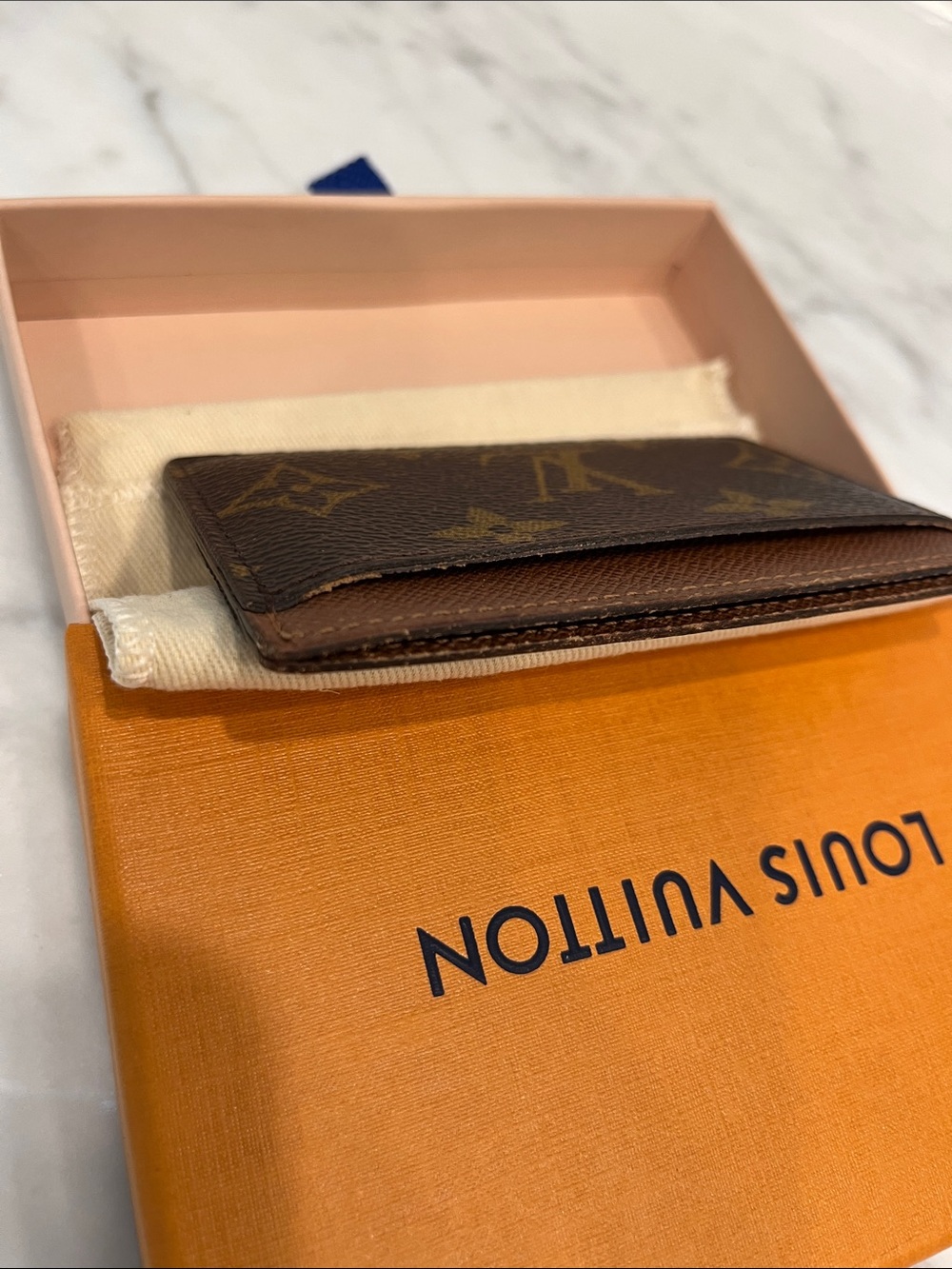 Louis Vuitton Monogram Card Case in Dark Brown & Tan - Picture 6 of 13